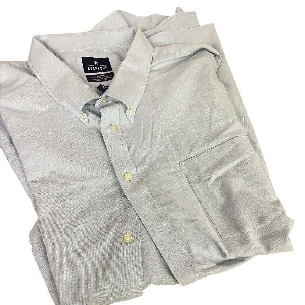 Stafford Men's Classic Gray Button Down Shirt short sleeved size 22